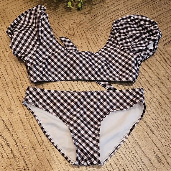 Black and White Gingham Bikini Set Size 10 - Picture 9 of 9